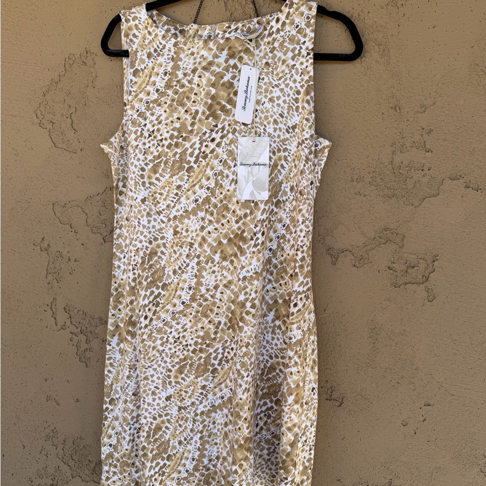 Tommy Bahama Tan and White Midi Dress